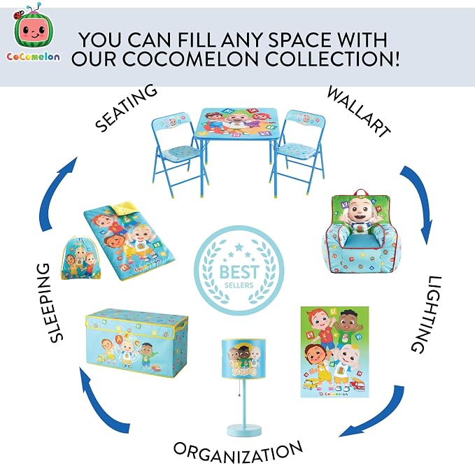 Cocomelon Pop-Up Hamper with Durable Carry Handles, Kids Laundry & Room Storage Organizer, 21”H x 13.5”W x 13.5”L