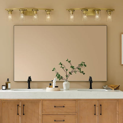 Kichler Crosby 31.25" 4-Light Vanity Light with Clear Glass in Natural Brass, for Bathroom, (31.25 x 8.75), 45498NBRCLR