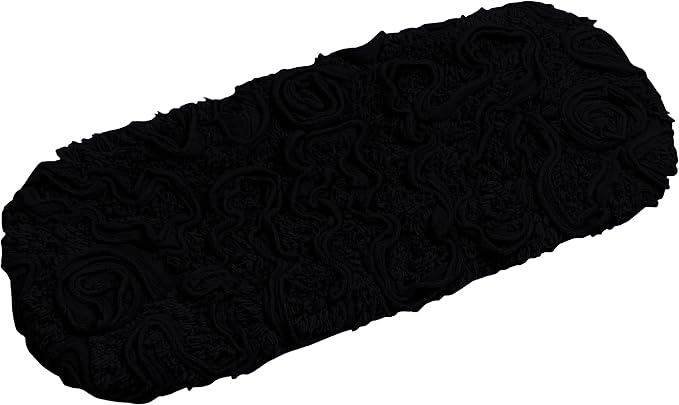 Home Weavers Bell Flower Toilet Tank Lid Cover – 10"x22", 100% Cotton, Tufted, Soft & Absorbent, Non-Slip, Machine Washable Bathroom Décor, Black