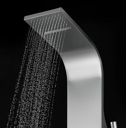 Blue Ocean ™ 64.5” Stainless Steel SPS8879 Thermostatic Shower Panel Tower with Rainfall Shower Head, Body Nozzles, and Handheld Shower Head, Shower Column
