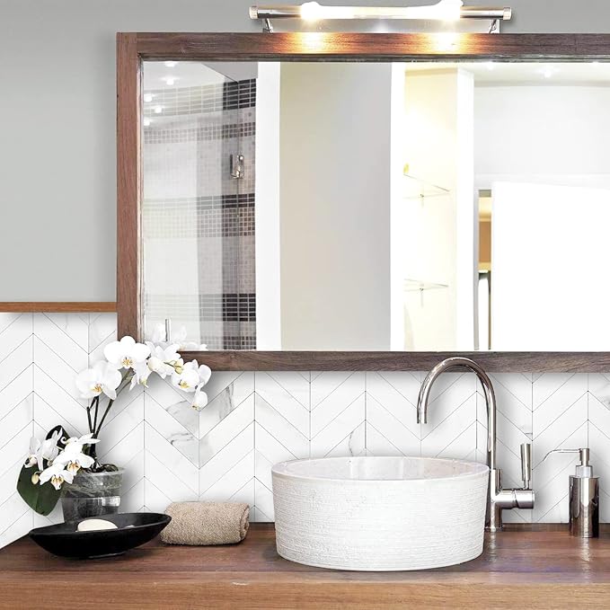 STICKGOO Herringbone Tile Peel and Stick Backsplash for Kitchen&Bathroom