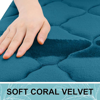 OLANLY Memory Foam Bath Mat Rug 36x24, Ultra Soft and Absorbent Bathroom Rugs, Non-Slip, Comfortable, Machine Washable Bath Carpet for Bathroom Floor, Shower and Home Decor Accessories, Peacock Blue