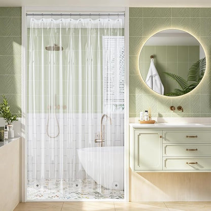 Clear Shower Curtain Liner, 60x72 Plastic Shower Liner PEVA Medium Weight Inside Shower Curtain for Bathroom with Rustproof Grommets