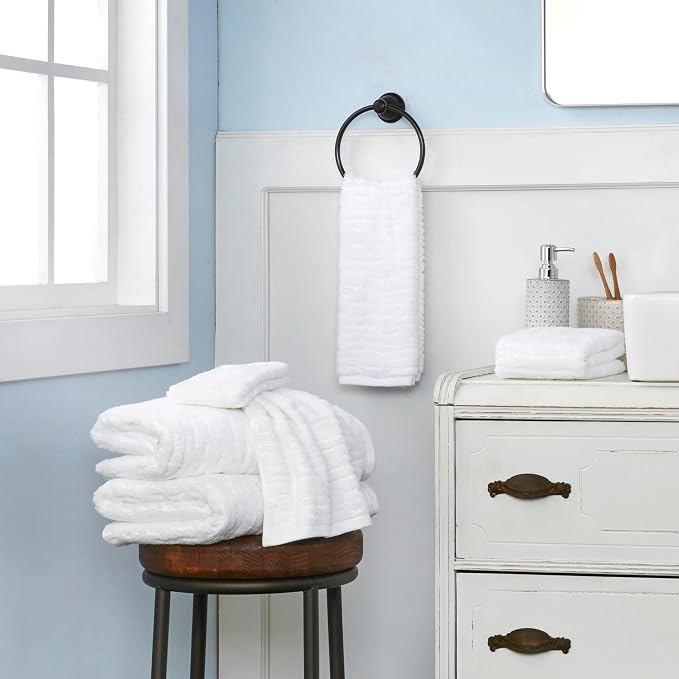 SKL Home CloudSoft Bath Towel, 100% Cotton Luxury, White | Premium spa-level quality. 600 GSM weight. Ultra plush & absorbent.