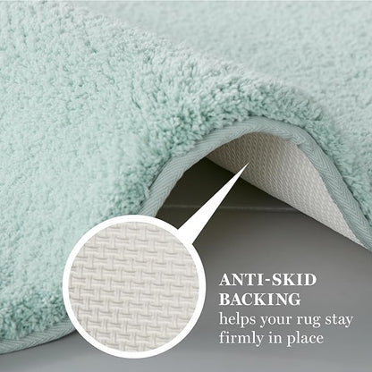 MARTHA STEWART Drylon Microfiber Bath Rug - 1 Piece, Ultra Soft Plush, Non-Slip, Thick, Washable Bathroom Rugs, Home Decor Accessories, Household Essentials, Large Bath Mat, 21" x 34", Aqua