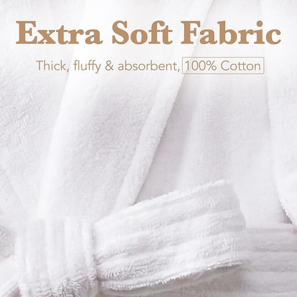 MONARCH Cotton Terry Velour Bath Robe Self-Tie Belt for Men or Women | Absorbent Inside, Smooth Outside, Generously Sized Hotel-Grade Robe, Dual Patch Pockets, Dryer-Safe, Machine Washable