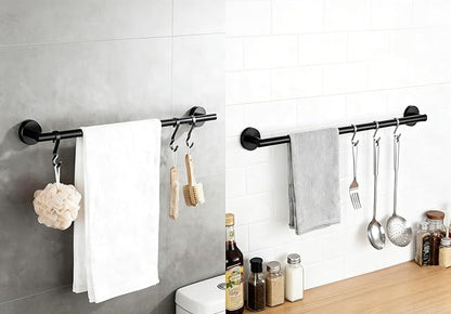 SEIDO Black Towel Bar 36 Inch One-Piece Design, SUS 304 Stainless Steel Towel Holder for Bathroom Wall, Towel Rod with 33" Hanging Length, Heavy Duty Hand Towel Rack, w/ 22lb Capacity & Hardware Kit