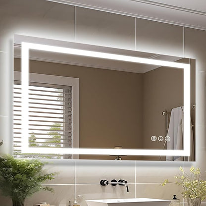 EchosLife 40"x24" LED Bathroom Mirror | Backlit + Front Lit, Anti-Fog, Stepless Dimmable, 3 Colors, Memory, Tempered Glass, UL Listed, Horizontal/Vertical