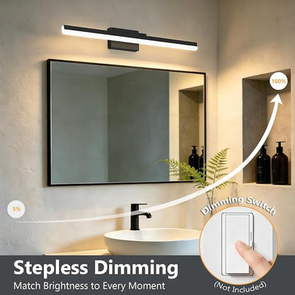 IZORRO Modern Bathroom Vanity Light 48 inch, Rotatable, 36W Dimmable Led Bathroom Light Fixture Over Mirror, Black Vanity Light Bar (5 Color Temperature)