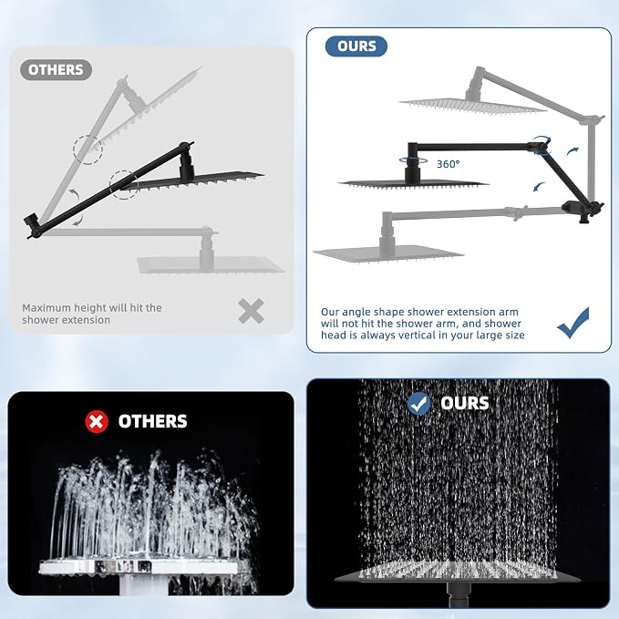 Metal Rain Filtered Shower Head with Handheld, 10" High-Pressure,10-Mode | Black, Rainfall Showerhead with 5" Large Handheld Powerful Wash Mode, Adjustable 16" Extension Arm/71" Hose, 20-Stage Filter