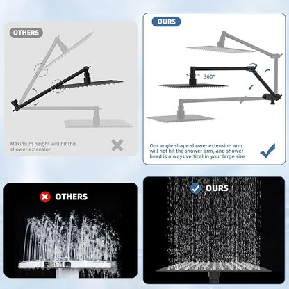 Metal Rain Filtered Shower Head with Handheld, 10" High-Pressure,10-Mode | Black, Rainfall Showerhead with 5" Large Handheld Powerful Wash Mode, Adjustable 16" Extension Arm/71" Hose, 20-Stage Filter