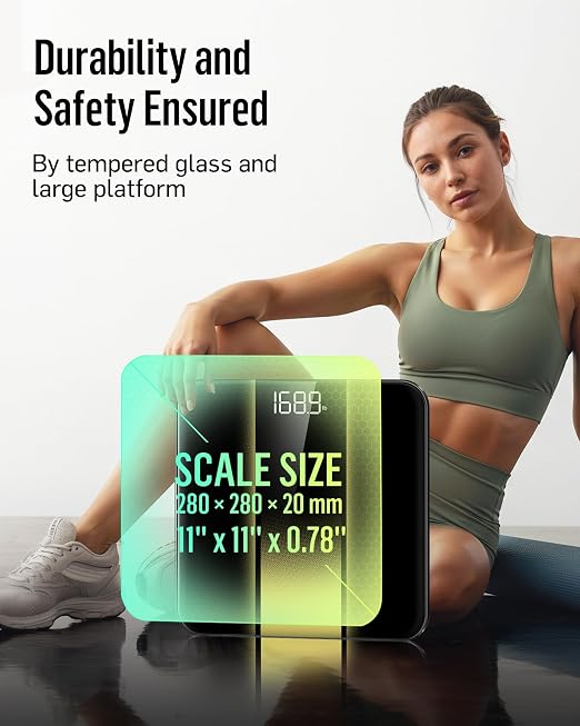 RunStar Digital Bathroom Scale for Body Weight with High Precision, Clear LED Backlight Display, Accurate Scale with Tempered Glass, 400lb