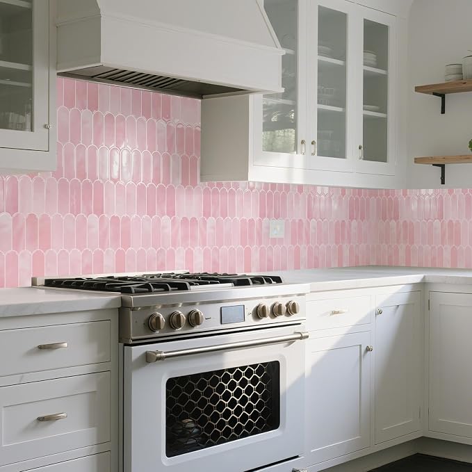 Art3d 10-Pack Arrowhead Design Wall Tile, Peel and Stick Backsplash, Pink | 12 x 12 Inch, Thickened Design, Heavy-Duty, Stain-Resistant, Durable, for Kitchen, Living Areas, Ideal for New Home Buyers