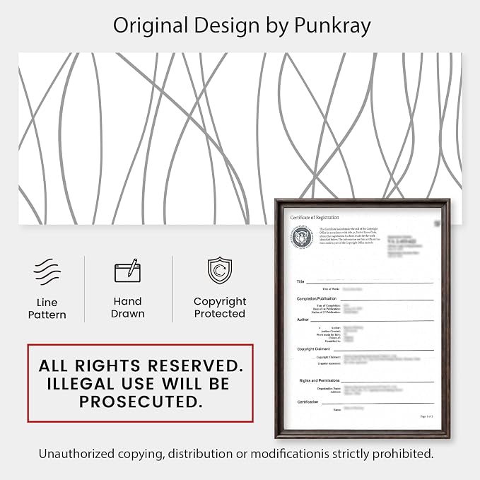 Striped Shower Curtain for Bathroom, Grey White, 72" W x 72" L | with Hooks, Modern Hotel Style, Water Repellent, Washable, Weighted Hem