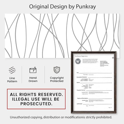 Striped Shower Curtain for Bathroom, Grey White, 72" W x 72" L | with Hooks, Modern Hotel Style, Water Repellent, Washable, Weighted Hem