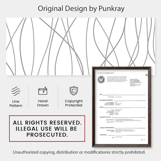 Striped Shower Curtain for Bathroom, Grey White, 72" W x 72" L | with Hooks, Modern Hotel Style, Water Repellent, Washable, Weighted Hem
