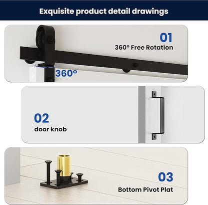 SMARTSTANDARD Bifold Barn Door 48" x 84", MDF Bi-Fold Sliding Closet Doors | Hardware Kit Included, Pre-Finished Easy Assembly, Water-Proof PVC Surface & Save Space, H-Frame, 56" Track for 4 Doors