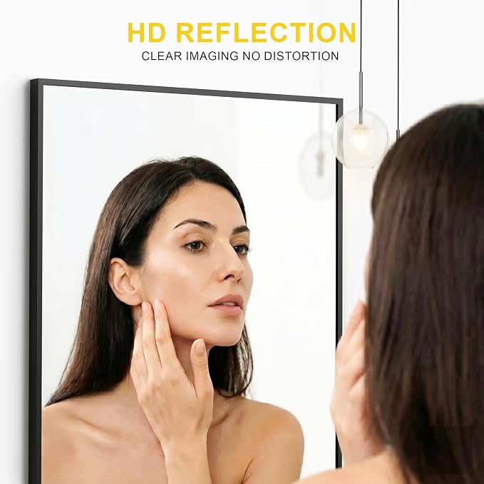 Bathroom Mirror for Wall, 2 Pack 20"x30" Black Vanity Mirror | Sturdy Rectangular Metal Frame, HD Tempered Glass, Hangs Horizontally or Vertically in Bedroom, Living Room, Entryway
