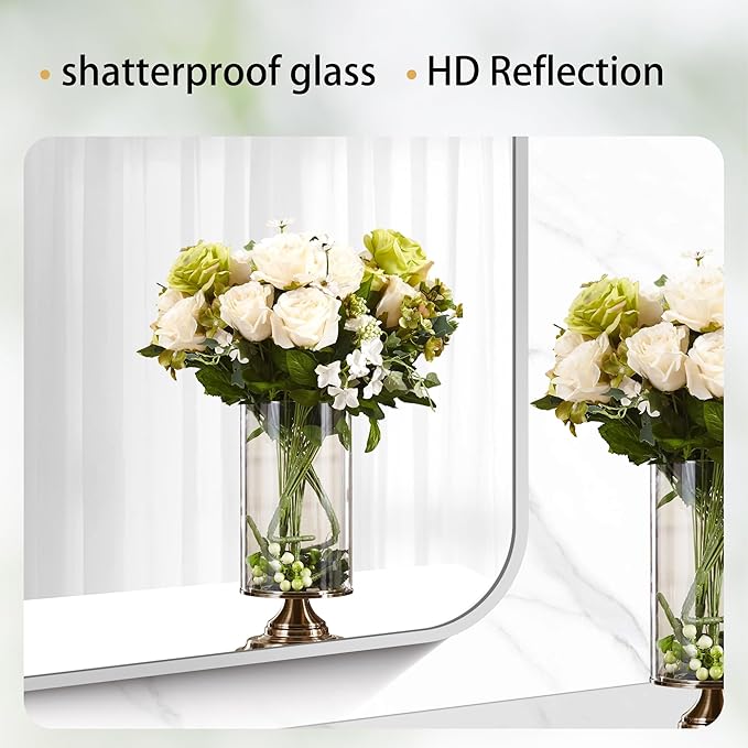 DESBING 30" x 36"Bathroom Mirror, Silver Wall Mirror with Metal Frame, Decorative Rectangular Vanity Mirror for Bedroom Bathroom Living Room Entryway (Horizontal/Vertical)