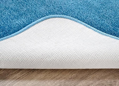 Garland Rug Traditional Nylon Washable Basin Blue 3 Piece Set - Lid, Contour, Bath Rug - Soft, Absorbent, and Stylish for Your Bathroom
