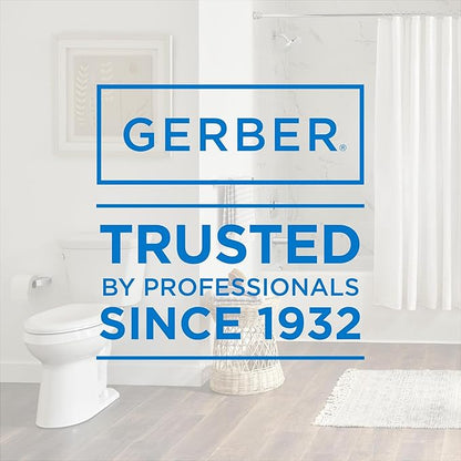 Gerber Round Front Toilet Seat with Cover, Standard Close, Quick & Easy Install, Heavy-Duty Plastic, Durable & Fade-Resistant, White GC55012043