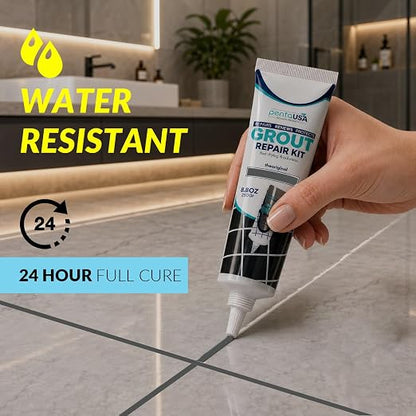 Premixed Tile Grout Repair - Dark Gray 2-Pack (17.6oz/500g) | Acrylic sanded formula, for bathroom shower kitchen tile, water-resistant, 24-hour cure, 58 sq ft, value 2-pack
