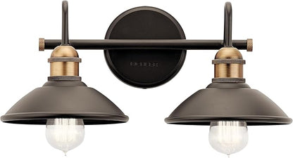 Kichler Clyde 2 Light Bathroom Vanity in a Beautful Olde Bronze Finish, for Bathrooms, (7.25" H x 17" W x 8.25" Ext.), 45944OZ