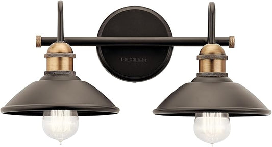Kichler Clyde 2 Light Bathroom Vanity in a Beautful Olde Bronze Finish, for Bathrooms, (7.25" H x 17" W x 8.25" Ext.), 45944OZ