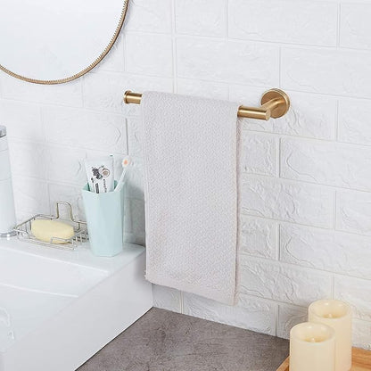 FOMANSH Stainless Steel Towel Holder - Mount on Wall Towel Bar, Toilet/Kitchen Paper Holder, SUS 304 Hand Towel Rack, Towel Ring for Bathroom Toilet Gold