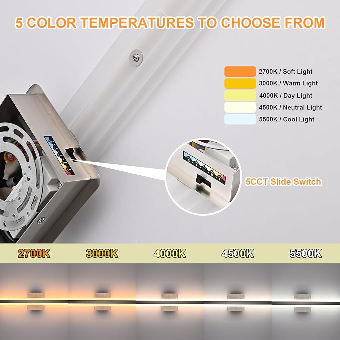 28W Modern Vanity Lights for Bathroom 24.0 Inch LED Vanity Bar Light 5CCT Dimmable Brushed Nickel Wall Sconces LED Bathroom Lighting Fixtures Over Mirror for Bath Room Cabinets Bedroom