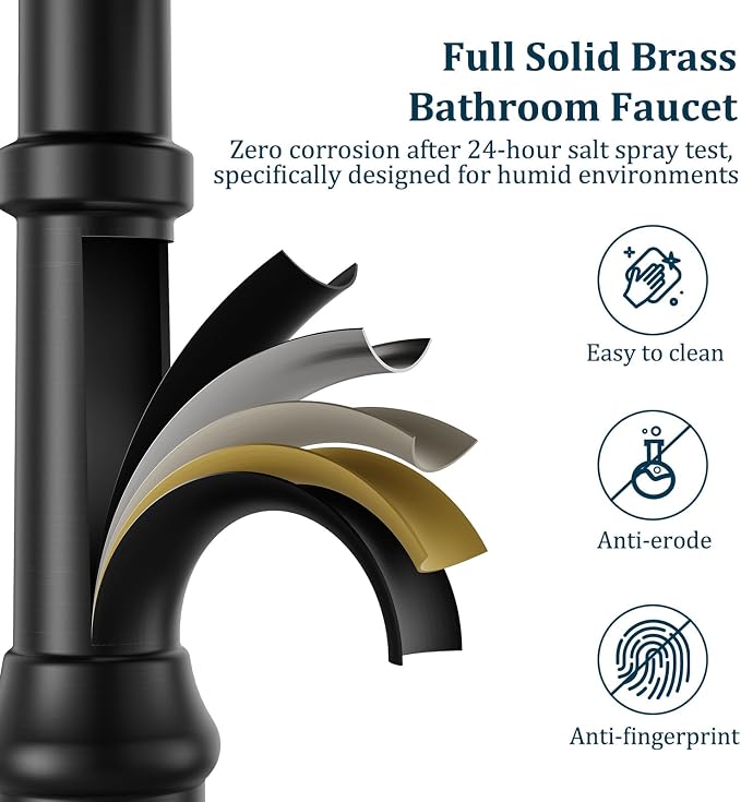 Oil Rubbed Bronze Vessel Sink Faucet Brass Tall Waterfall Bathroom Faucet | Single Handle Bathroom Sink Faucets with Pop Up Drain Without Overflow and Supply Hoses Mixer Tap Deck Mount by BATHLAVISH