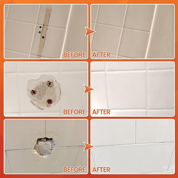 Tile Repair Kit Pure White, Floor Ceramic & Porcelain Tile Chip Repair Kit | Fast Fix Chips, Cracks, Holes & Scratches, Strong Bond Ceramic Tile Paste Filler & Tile Crack Repair On Kitchen & Bathroom