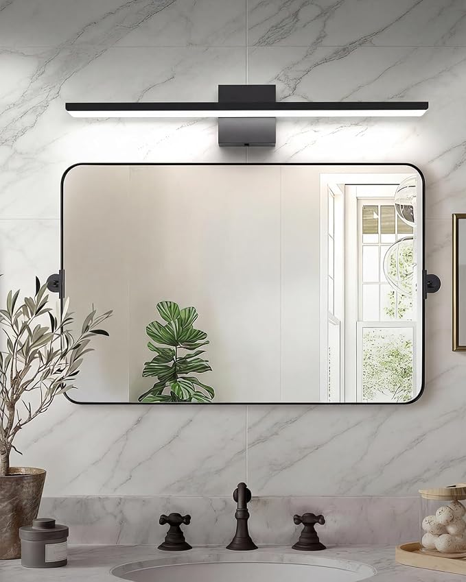 Modern Bathroom Vanity Light,32inch 5CCT Dimmable Bathroom Light Fixtures Over Mirror,32W,2800 Lumen ETL Certified Matte Black LED Vanity Light for Bathroom Restroom Make up/Powder Room RA＞90