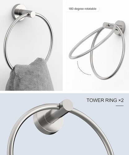 12 Pcs Brushed Nickel Bathroom Hardware Accessories Set | SUS304 Stainless Steel Bath Towel Bar Set, Toilet Paper Holders, Towel Rings Racks, Robe Towel Hooks by HOMEMYSTIQUE