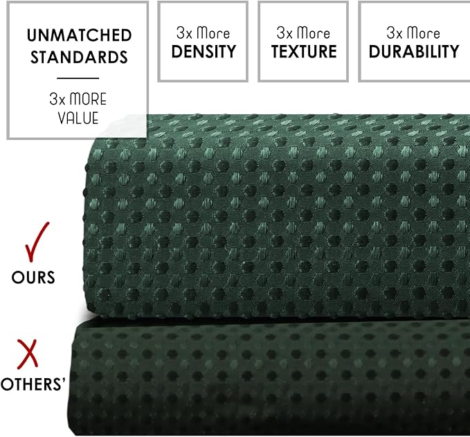 Clara Clark Hunter Green Shower Curtain - Hotel Quality Waffle Fabric Bath Curtain 72x72, Heavy Duty Waterproof Shower Curtains for Bathroom