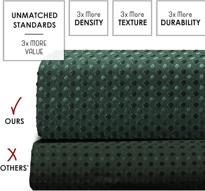Clara Clark Hunter Green Shower Curtain - Hotel Quality Waffle Fabric Bath Curtain 72x72, Heavy Duty Waterproof Shower Curtains for Bathroom