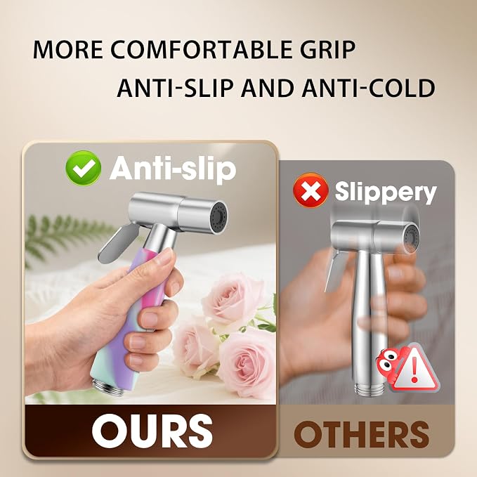 Handheld Bidet Sprayer Head, Stainless Steel Muslim Shower Head for Toilet, Adjustable Pressure Jet Sprayer for Feminine Hygiene and Pet Bath Bathroom Cloth Diaper Cleaning (Multicolor)