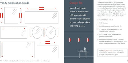 Lithonia Lighting FMVCCLS 24IN MVOLT 30K35K40K 90CRI KR M6 LED Contemporary Cylinder Vanity Light with Switchable Color Temperature, 3000k, 2-Foot, Chrome