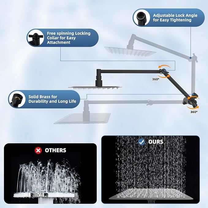 Metal 10" Rain Shower Head with Handheld, High-Pressure Showerhead,10-Mode | Oil Rubbed Bronze, Rainfall Shower Head with 5" Large Handheld, Adjustable 16" Shower Extension Arm/71" Hose, 3-Way Diverter