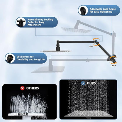 Metal 10" Rain Shower Head with Handheld, High-Pressure Showerhead,10-Mode | Oil Rubbed Bronze, Rainfall Shower Head with 5" Large Handheld, Adjustable 16" Shower Extension Arm/71" Hose, 3-Way Diverter