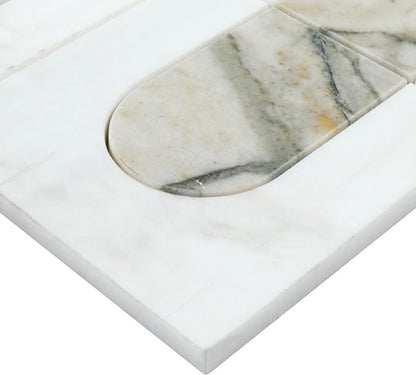MSI Bianco Dolomite Moderno 12 in. x 12 in. Polished Marble Mosaic Floor and Wall Tile for Bathroom, Kitchen Backsplash, Accent Wall Tile, and Shower Wall Tile