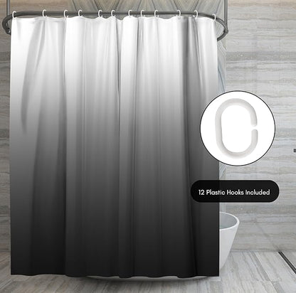Americanflat 71x74 Grey Ombre Shower Curtain - Water-Resistant Long Shower Curtain with Durable Metal Grommets and 12 Hooks - 100% Polyester