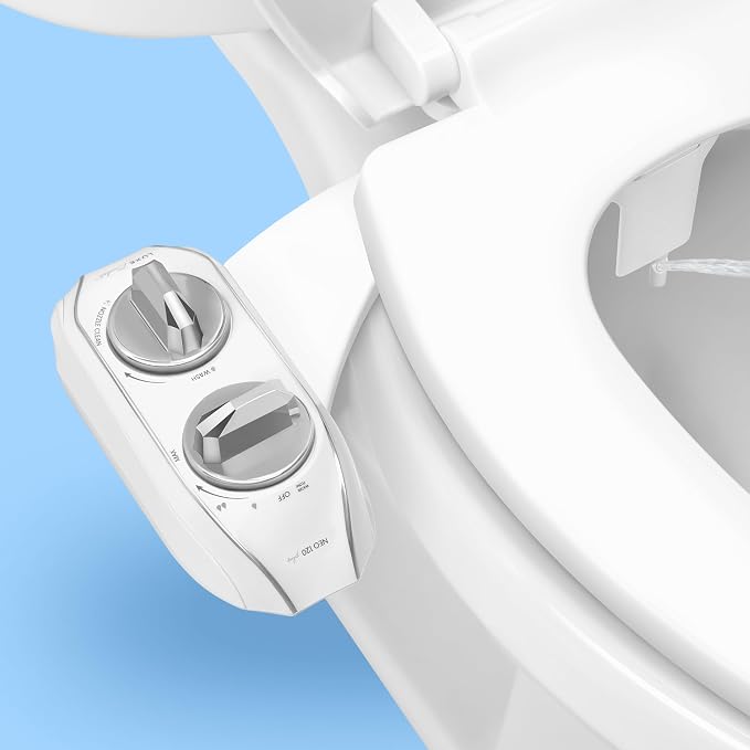 LUXE Bidet NEO 120 PLUS - Patented Non-Electric Bidet Attachment, Chrome | Non-Electric, Single Nozzle, Slide-In Install, 360° Self-Clean, EZ-Lift to Clean, Rear Wash