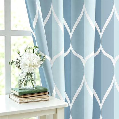 Gelbchu Geometric Shower Curtain for Bathroom, Light Blue, 72x72 Inch | with Hooks, Premium Polyester, Quick Dry, Water Repellent, Machine Washable, Rustproof Grommets, Modern Minimalist