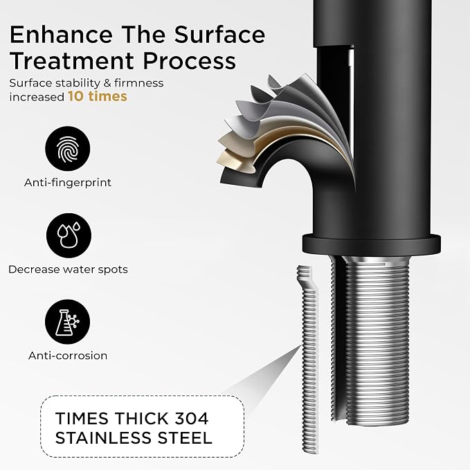 FORIOUS Bathroom Faucet 1 Hole, Black Single Handle Vainty Sink Faucets | for 1 or 3 Hole 4 Inch Centerset Sink, with Pop-up Drain, NSF61 Certificate, for Rv Commercial Lavatory Restroom Basin