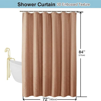Aiyufeng Moga Coral Shower Curtain 84 Inches Long, 3D Embossed Textured Fabric Shower Curtain for Bathroom - Soft Cloth & Hotel Spa Luxury, Machine Washable, 72X84