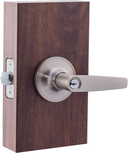Copper Creek DL1241SS Daley Push Button Keyed Entry Door Lever, Satin Nickel
