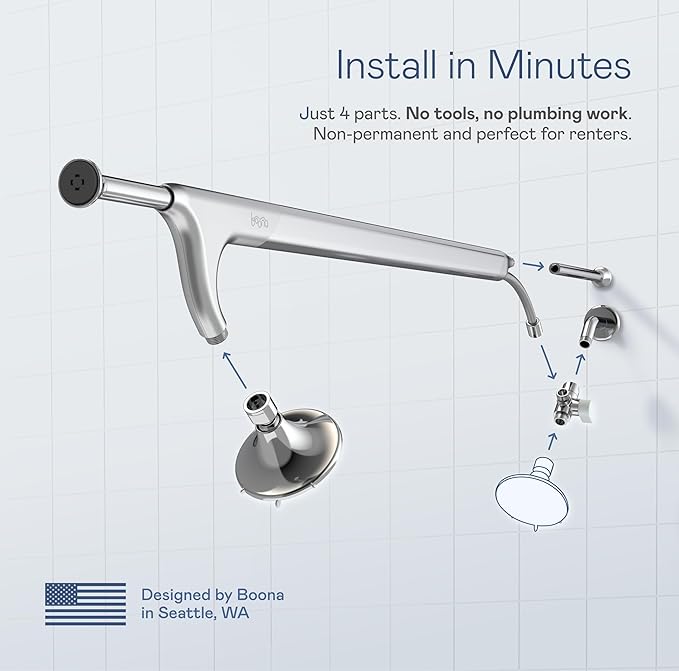 BOONA Original Tandem Shower as Seen on Shark Tank | Dual Shower Head for Couples | Max Water Pressure for Two | Easy Install (King Krome, One Showerhead)