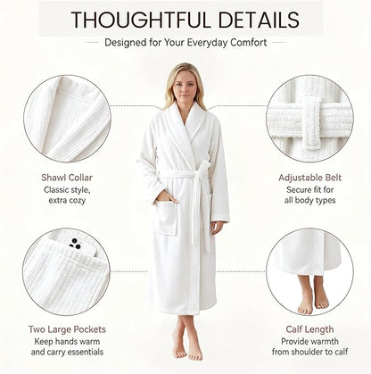 PJGGZ Women's Shawl Collar Bathrobe, Soft Long Towel Robes for Women - Super Absorbent Quick Dry yet Warm