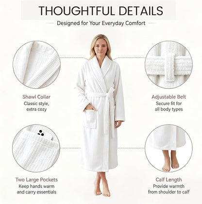 PJGGZ Women's Shawl Collar Bathrobe, Soft Long Towel Robes for Women - Super Absorbent Quick Dry yet Warm